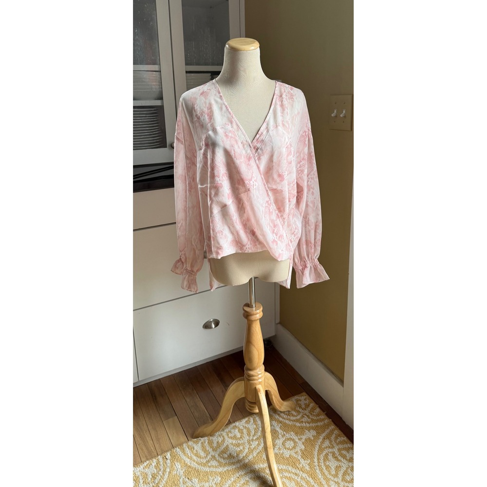 AllSaints Penny Masala Top Soft Pink Snake Print Wrap V-Neck Blouse 2 NEW $150 - Picture 1 of 9